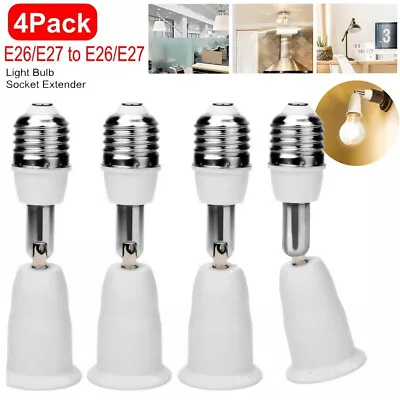 4X E26 E27 To E26 E27 Light Sockets Lamp Switch Bulb Socket To Adapter Extender • $13.69