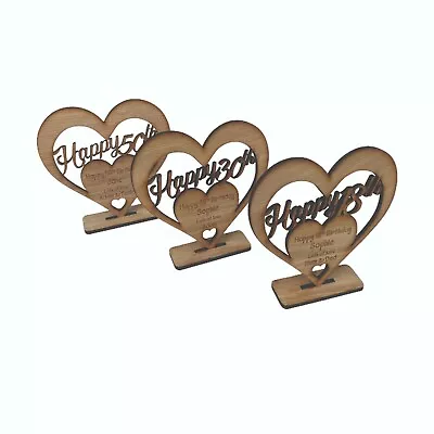 Personalised Happy Birthday Gift Wooden Heart Plaque 18 21 30 40 Any Age • £7.99