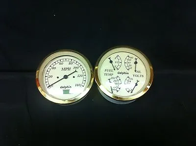 Gold Gauge 5   Quad Set With Programmable Speedo STREET ROD HOT ROD UNIVERSAL • $260