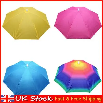 Portable Rain Umbrella Hat Foldable Outdoor Sun Shade Waterproof Camping Cap • £6.39