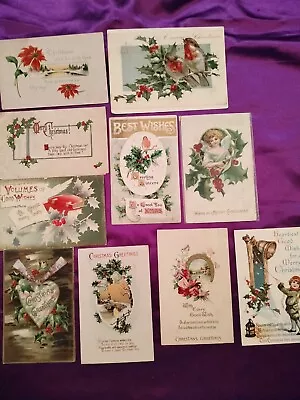 Lot Of Ten (10) Vintage Christmas Postcards 1912 1914 & 1916 • $19.99