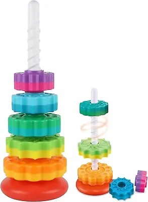 Baby Spinning Stacking Toys For Toddlers Rainbow Ring Stacker Montessori L3.85 • $13.99