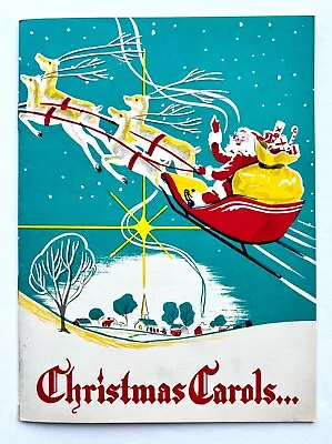 Vintage Christmas Carols Music Song Book MCM Advertising ME Santa Claus Sleigh • $11.99