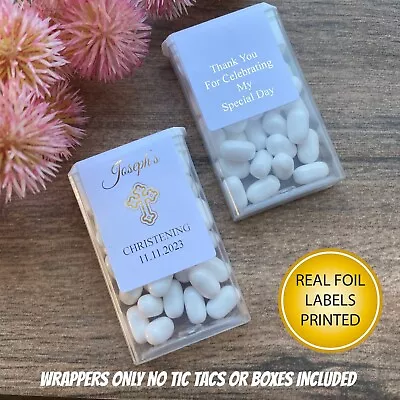 £6.95 • Buy Personalised Baptism Christening Favours Gold Or Silver Tic Tac Wrappers Only