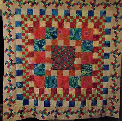 A Bright Square Dance Pattern Quilt Top By Kaffe Fassett- (81 X81 Square Approx) • $325