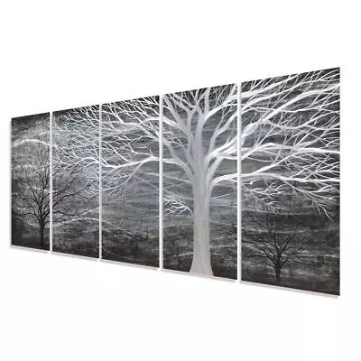 Black And Silver Metal Wall Art 3d Abstract Modern Tree Decor Large Sculpture... • $224.07