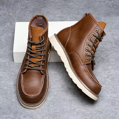 Leather Men's Shoes Autumn Winter Retro Boots Fasihon Plush Warm Work Boots NEW • $50