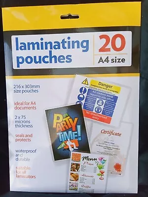 Laminating Pouches 150 Microns (2x75) Thickness A4 A5 Or 6 X4  (5 - 20 Pouches) • £4.59