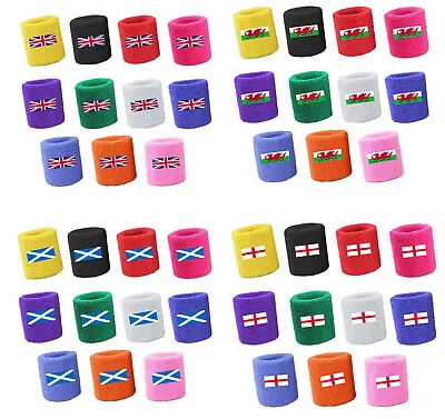 Personalised Flag Sweatband Wristbands Unisex 80s Fitness Sweatbands Gym Tennis • £7.99