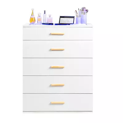 LED 5 Drawers Dresser Storage Cabinet Chests Of Organizer For Bedroom Home • $129.98