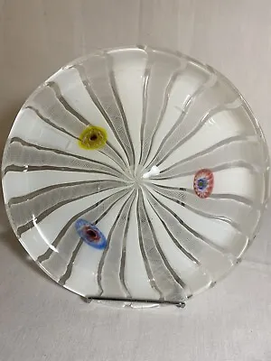 Mid Century Fiigrana Plate With Murrine Inclusions By Fratelli Toso • $195