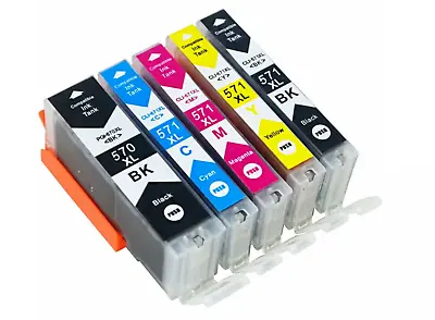 Non-OEM 5 Ink Cartridges PGI570XL CLI571XL For Canon Pixma MG6851 TS6051 MG5751 • £5.21