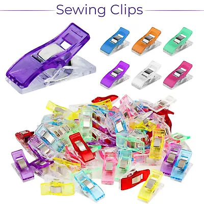 £2.99 • Buy 50 Sewing Clips For Fabric Craft Quilting Hemming Knitting Crochet Multicoloured