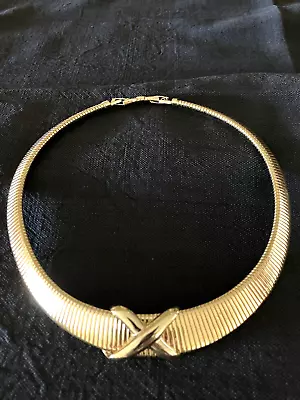 Vintage Monet ~ Gold Tone Necklace With Omega Chain &  X  Slide • $20