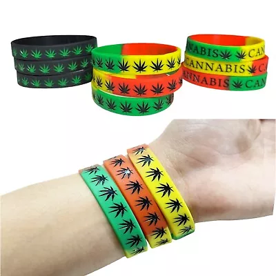 3 PACK + 1 Free Marijuana Leaf Rasta Rubber Wrist Bands Brand New! • $9.99