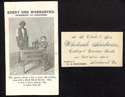 Scarce Trade Card & Matching Business Card A.B. Clark & Son Richmond VA C1895 • $34.99