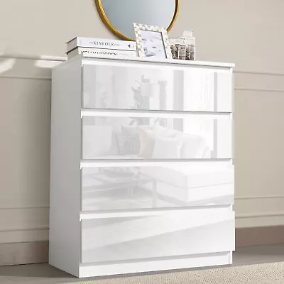 High Gloss Chest Of Drawers Tall Wide Storage Bedside Cabinet Bedroom Furniture • £89.99