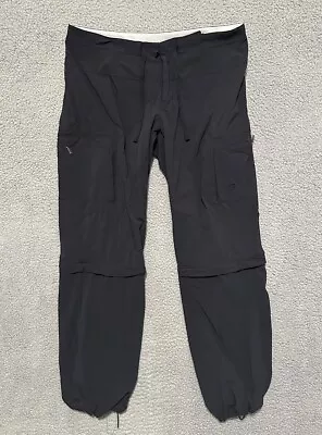 Mountain Hardwear Convertible Pants Womens Size 12 Black Drawstring Cargo Hiking • $24.99