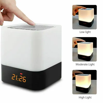 Dimmable Touch LED Night Light Lamp Alarm Clock Bluetooth Music Speaker • $37.04