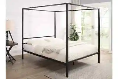 Modern Black 4 Poster Bed - Metal Frame • £230