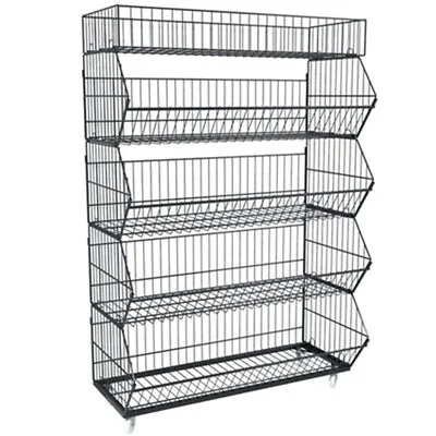 5 Tier Wire Grid Retail Display Shelf Merchandise Display Rack Stand W/ Wheels • $119.99