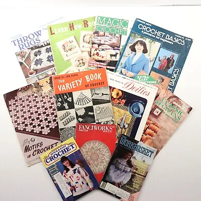 Lot Of 11 VTG Crochet Pattern Books Magazines Leaflets Knitting Tatting • $16.06