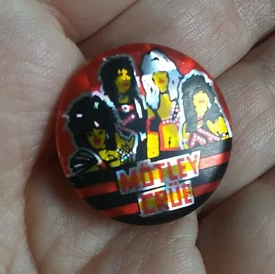 True Vintage 80s ~ MOTLEY CRUE ~ Rock Band Glam RARE Foil Pin Button • $10.91