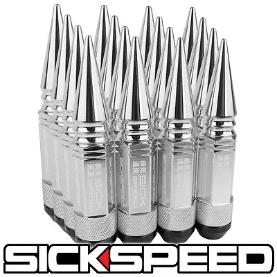 Sickspeed 16pc Chrome Spiked Aluminum Extended 108mm 3 Pc Lug Nuts 12x1.5 L16 • $99.95