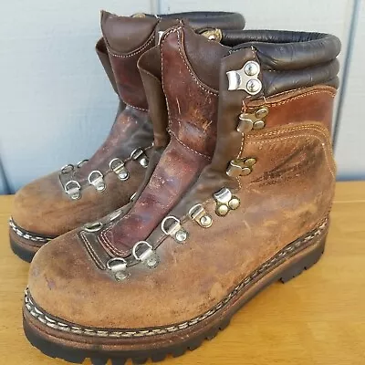 Vtg. HAN WAG Leather MOUNTAINEERING Hiking Boots Vibram Sole Women's Size 6  • $69.99