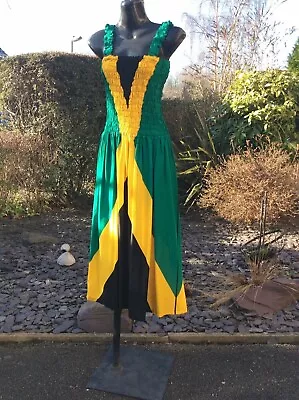 New Arrival....handmade...jamaican Flag  Colour Print Elasticated Maxi Dress... • £34.99