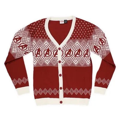 $29.99 • Buy Marvel Avengers Ugly Christmas Sweater - Cardigan Red White Buttons