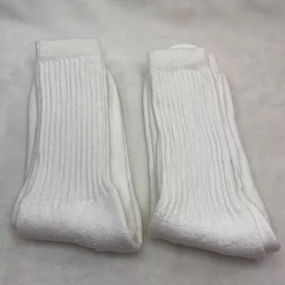 Vintage Tube Crew Socks Sport NOS Size 9-11 White Off White 2 Pair Lot Unworn • $25.70