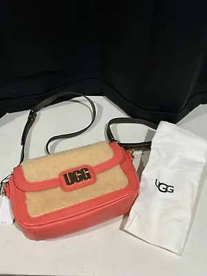 UGG Dalton Crossbody Sheepskin 1122453 Fur New With Tags Peach Cream Brown Strap • $61.75