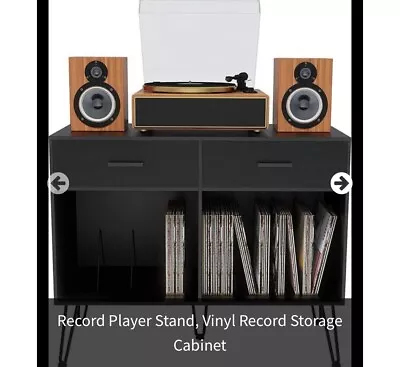 Mid Century Record Player Stand 350 Vinyl Record Storage Cabinet Turntable Desk • £96.42