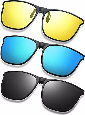 3 Pair Oversize Polarized Clip-on Sunglasses Large Anti-glare TR90 Frame Lightwe • $12.14