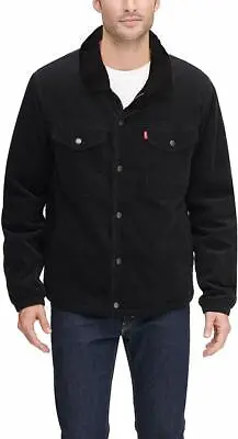 Levi's Men's Corduroy Faux Shearling Trucker Jacket In Black Size 2XL B8311 • $135