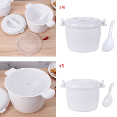 Portable Microwave Rice Cooker Paddle Steamer Pot Lunch Box W/Handle Lid Spoon • $15.72