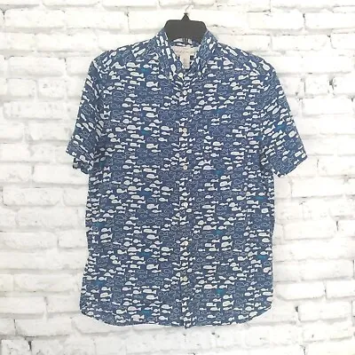 $10.49 • Buy Label Of Graded Goods H&M L.O.G.G. Button Down Shirt Men's Small Blue White Fish