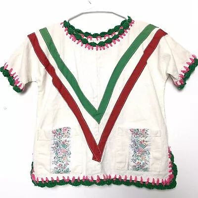 VTG Textile 70's MEXICAN Embroidered OAXACAN Peasant HIPPIE Top XXS OR GIRLS • $30