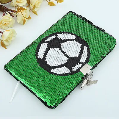 $19.43 • Buy Football Pattern With Lock Keys Gift Sequin Journal School For Kids Home Office