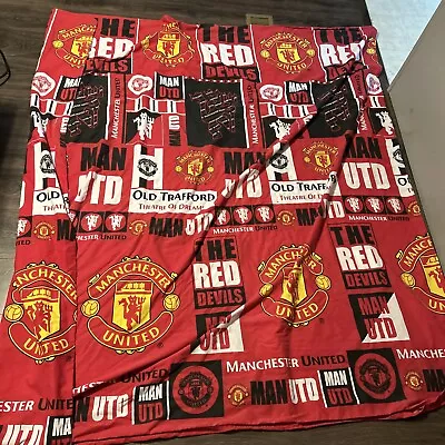 Manchester United Double Duvet Cover Bedding 78”x75” Red Football Soccer Snap • £19.27