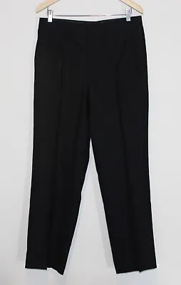 Vintage 100% Pure Wool Tuxedo Black Flat Front Formal Black Tie Pants Mens 33-31 • $34.99