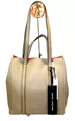 Marc Jacobs Tag Tote Soft 'Cement' Leather Double Handle Tote Shoulder Bag NWT! • $149.95