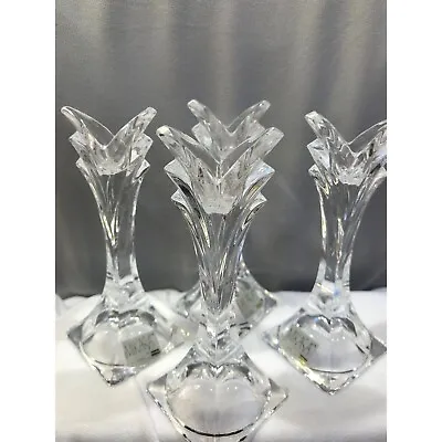 Mikasa Crystal Taper Holder Set Of 4 Crystal Candlesticks Genuine Mikasa • $70