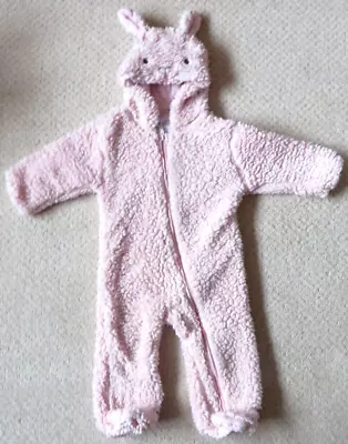 £2.99 • Buy M&S Fleece Snowsuit 9-12 Months - Cute Pink Rabbit Very Snuggly