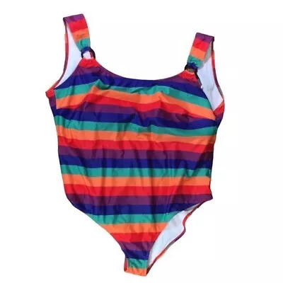 Modcloth Red Purple Striped One Piece Swimsuit Womens 4X • $25.59