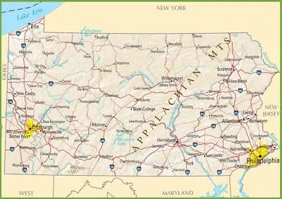 PENNSYLVANIA STATE ROAD MAP GLOSSY POSTER PICTURE PHOTO PRINT City Highway 3410 • $14.99