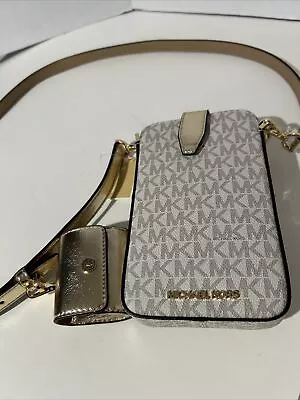 Michael Kors Jet Set Logo Smartphone Crossbody Purse W/ EarPod Case NWT PL Gold • $60