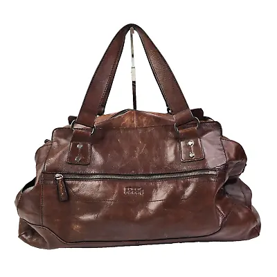 VTG Fossil Brand Brown Genuine Leather Distressed Duffel Transit Carry On Flaw • $49.99