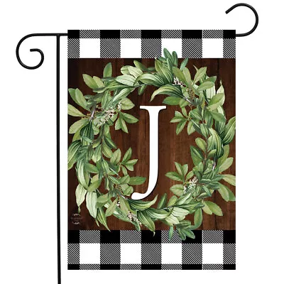 Wreath Monogram J Garden Flag • $9.86